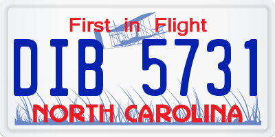 NC license plate DIB5731