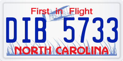 NC license plate DIB5733