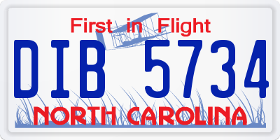 NC license plate DIB5734
