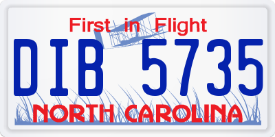 NC license plate DIB5735