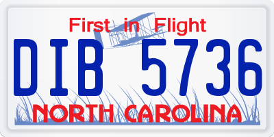 NC license plate DIB5736