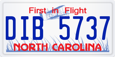 NC license plate DIB5737