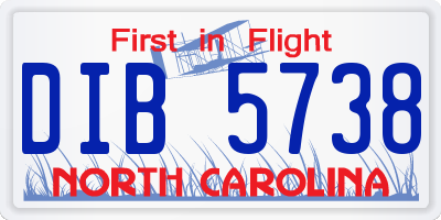 NC license plate DIB5738