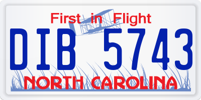 NC license plate DIB5743