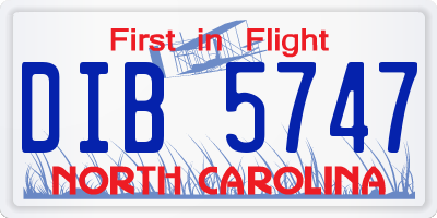 NC license plate DIB5747