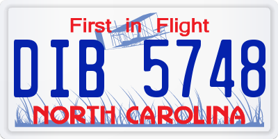 NC license plate DIB5748