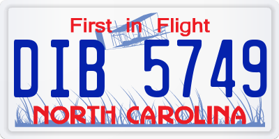 NC license plate DIB5749