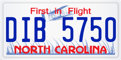 NC license plate DIB5750