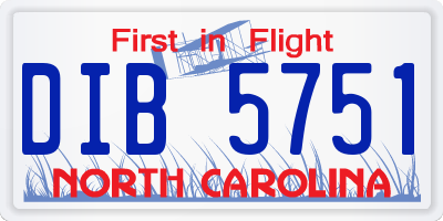 NC license plate DIB5751
