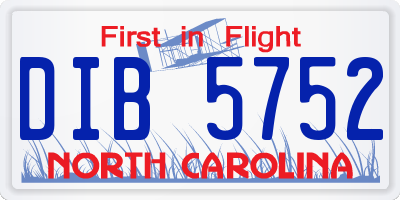 NC license plate DIB5752