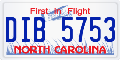 NC license plate DIB5753