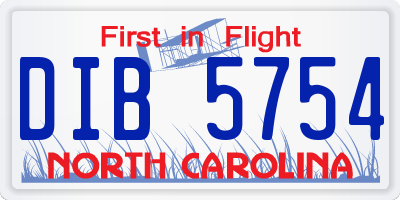 NC license plate DIB5754