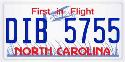 NC license plate DIB5755
