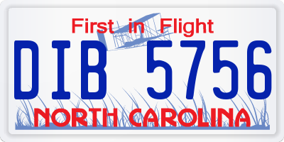 NC license plate DIB5756