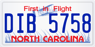 NC license plate DIB5758
