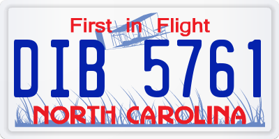 NC license plate DIB5761