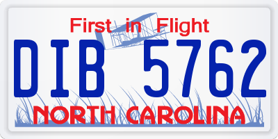NC license plate DIB5762