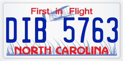 NC license plate DIB5763