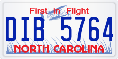 NC license plate DIB5764
