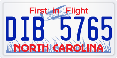 NC license plate DIB5765