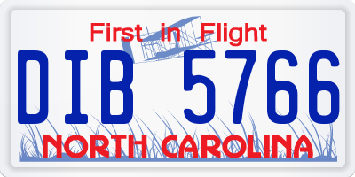 NC license plate DIB5766