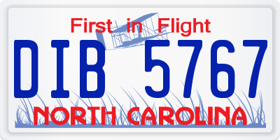 NC license plate DIB5767
