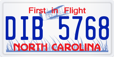 NC license plate DIB5768