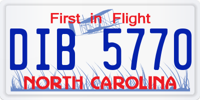 NC license plate DIB5770