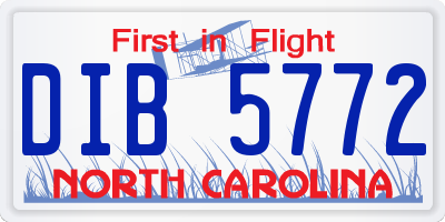 NC license plate DIB5772