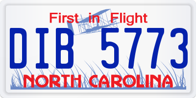 NC license plate DIB5773