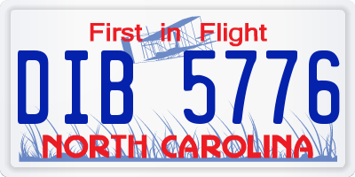 NC license plate DIB5776
