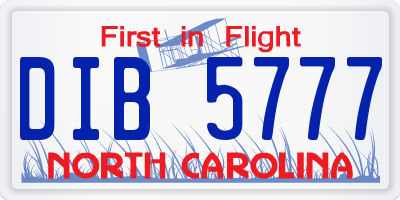 NC license plate DIB5777