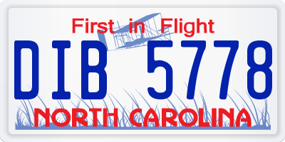 NC license plate DIB5778