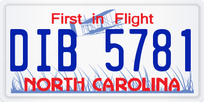 NC license plate DIB5781