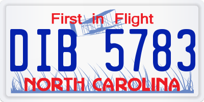 NC license plate DIB5783