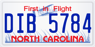 NC license plate DIB5784