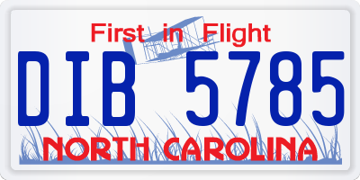 NC license plate DIB5785
