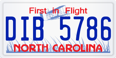 NC license plate DIB5786