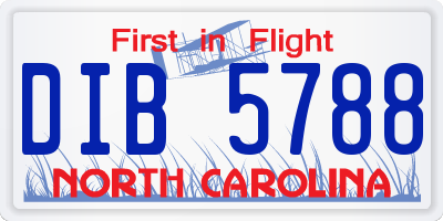 NC license plate DIB5788