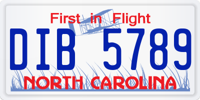 NC license plate DIB5789