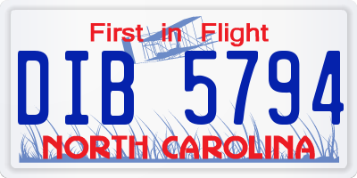 NC license plate DIB5794
