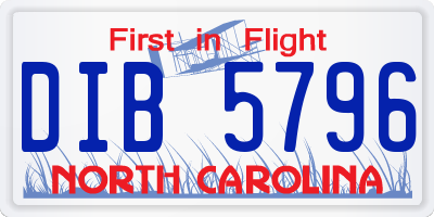 NC license plate DIB5796