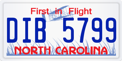 NC license plate DIB5799