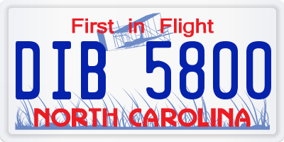 NC license plate DIB5800