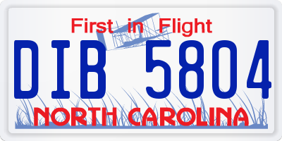 NC license plate DIB5804