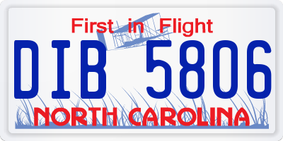 NC license plate DIB5806