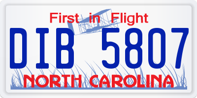 NC license plate DIB5807
