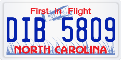 NC license plate DIB5809