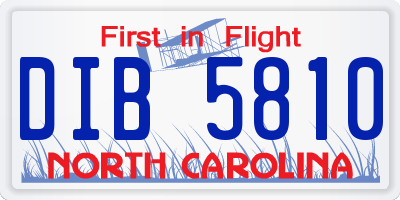 NC license plate DIB5810