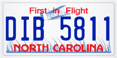NC license plate DIB5811